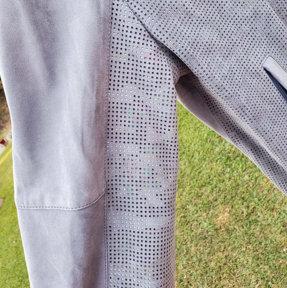 Men's Robert Graham XL suede perforated bomber jacket Gray leather camo - Picture 6 of 13
